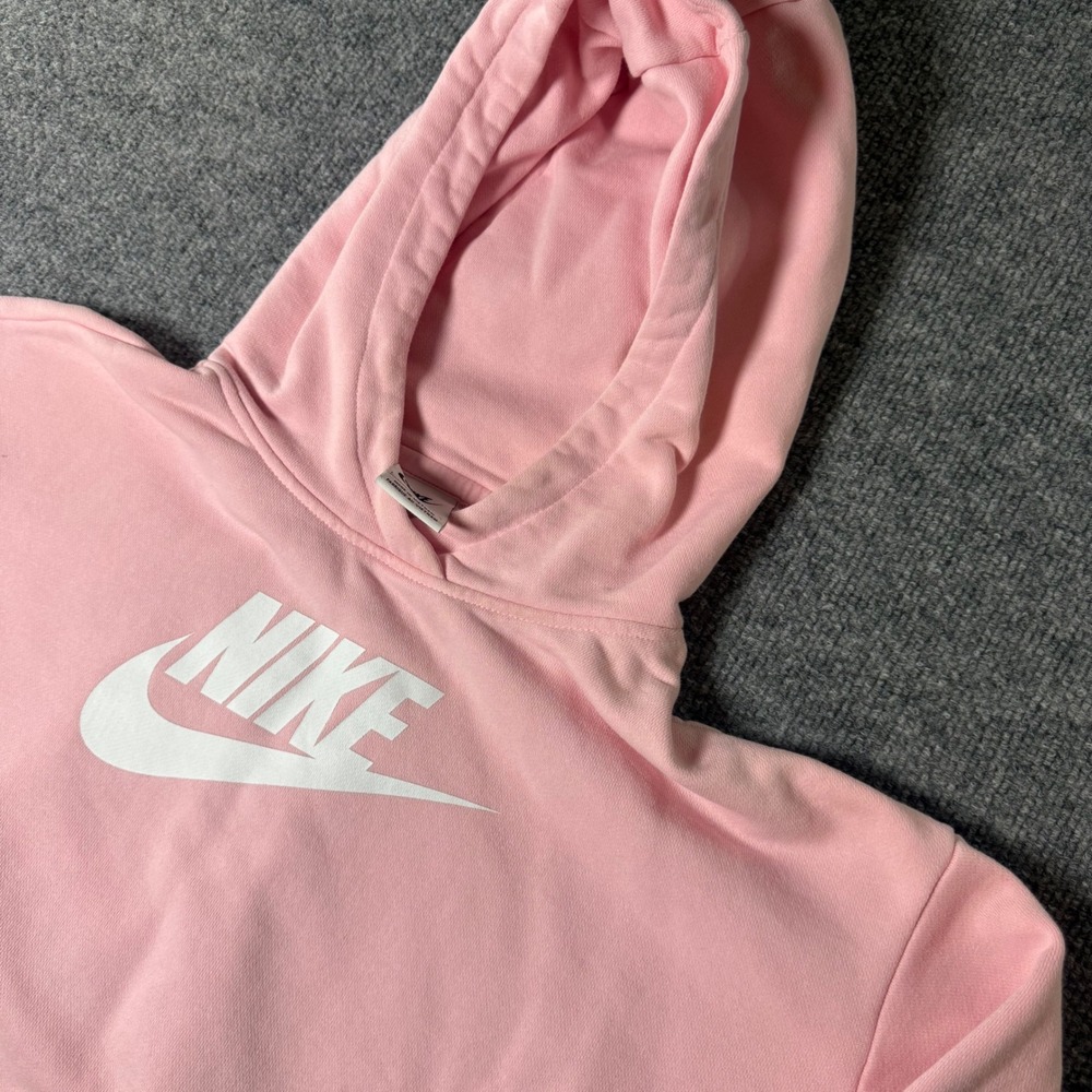 Nike Kids Big-Kids Pink Cropped‎ Club Fleece Hoodie L DC7210-690